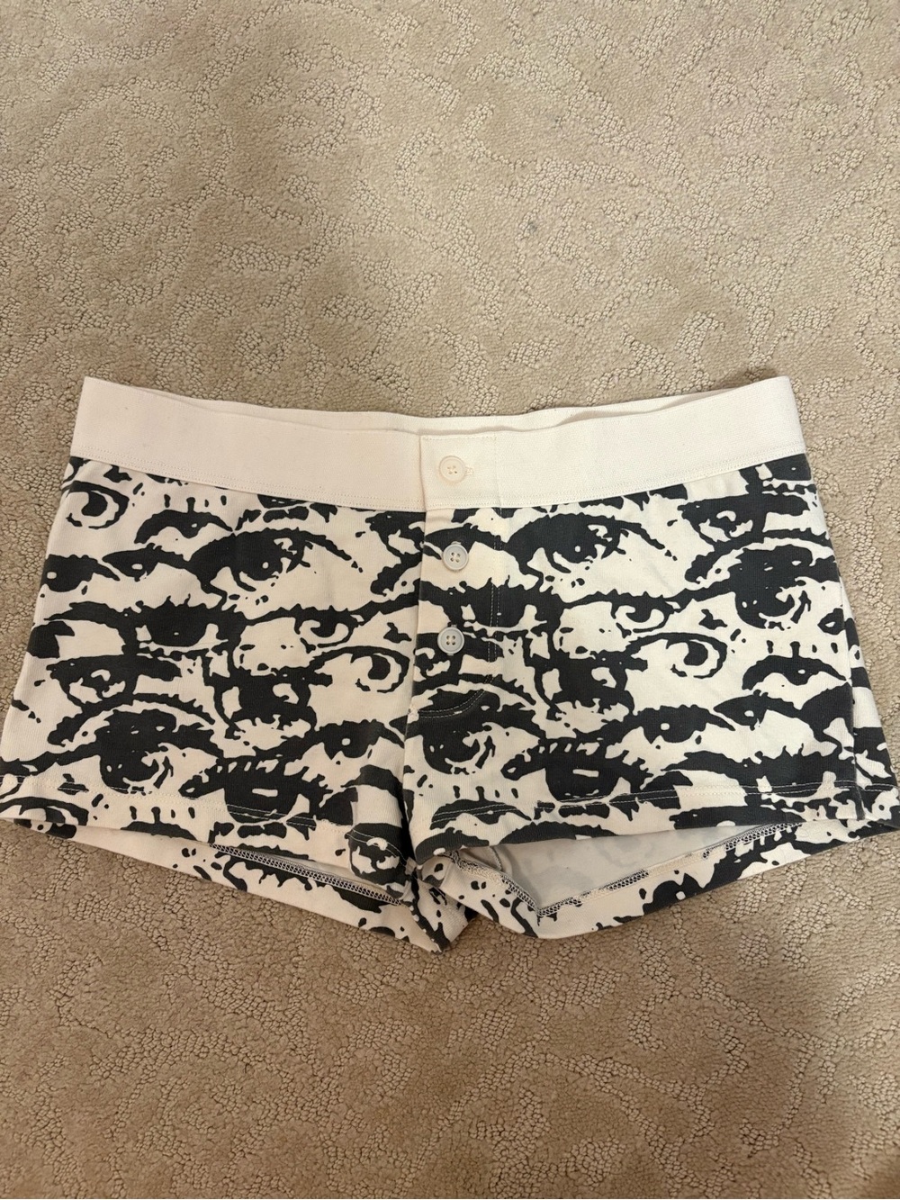 Brandy Melville Black & White Eye Print Bike Shorts